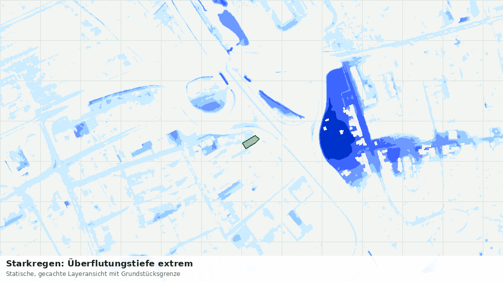 Statische Kartenansicht: Starkregen: Überflutungstiefe extrem