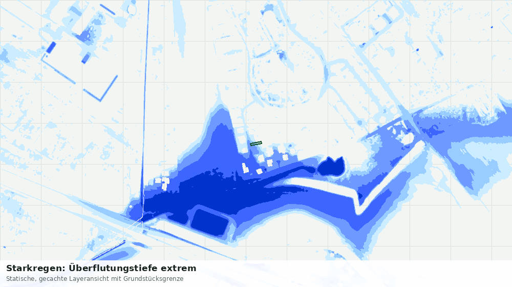 Statische Kartenansicht: Starkregen: Überflutungstiefe extrem