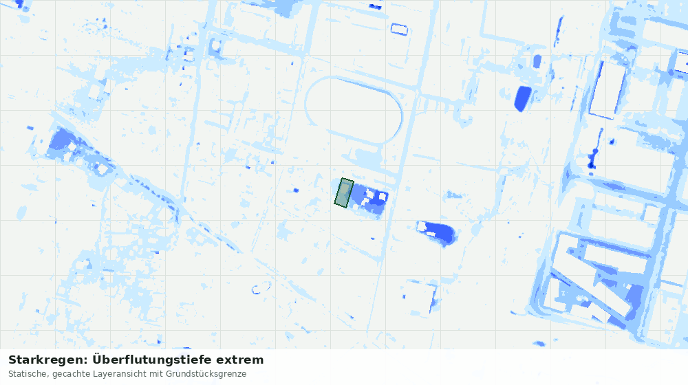 Statische Kartenansicht: Starkregen: Überflutungstiefe extrem