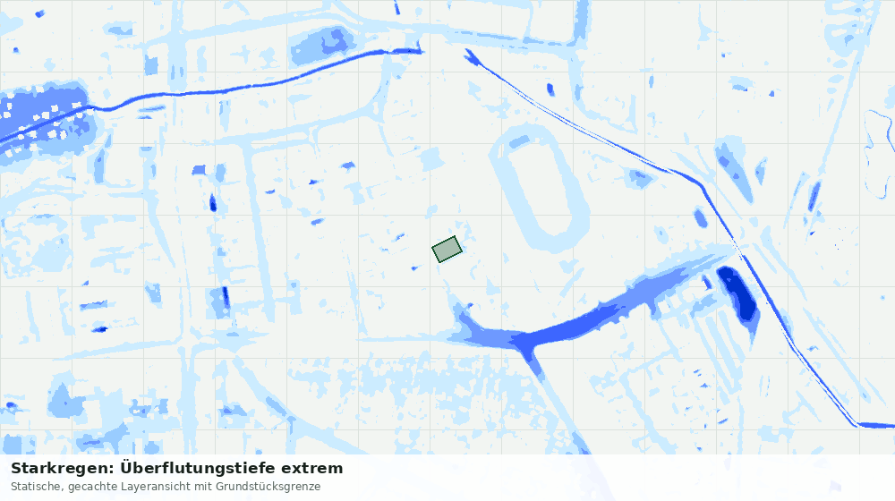 Statische Kartenansicht: Starkregen: Überflutungstiefe extrem