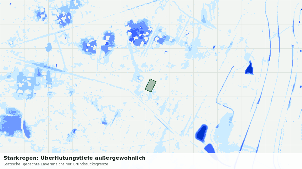 Statische Kartenansicht: Starkregen: Überflutungstiefe außergewöhnlich