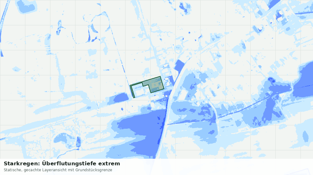 Statische Kartenansicht: Starkregen: Überflutungstiefe extrem