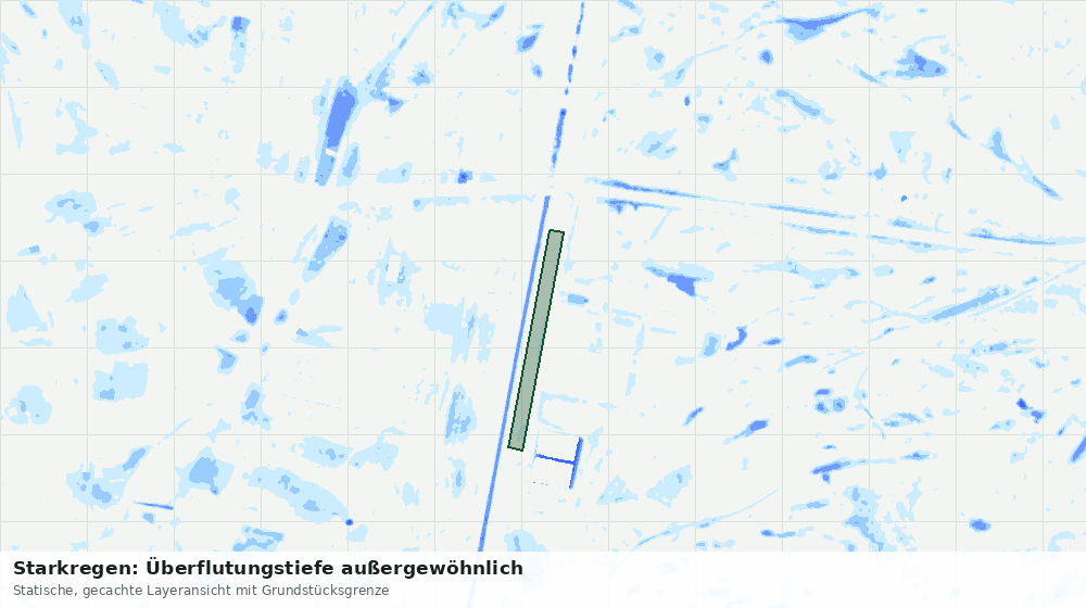Statische Kartenansicht: Starkregen: Überflutungstiefe außergewöhnlich