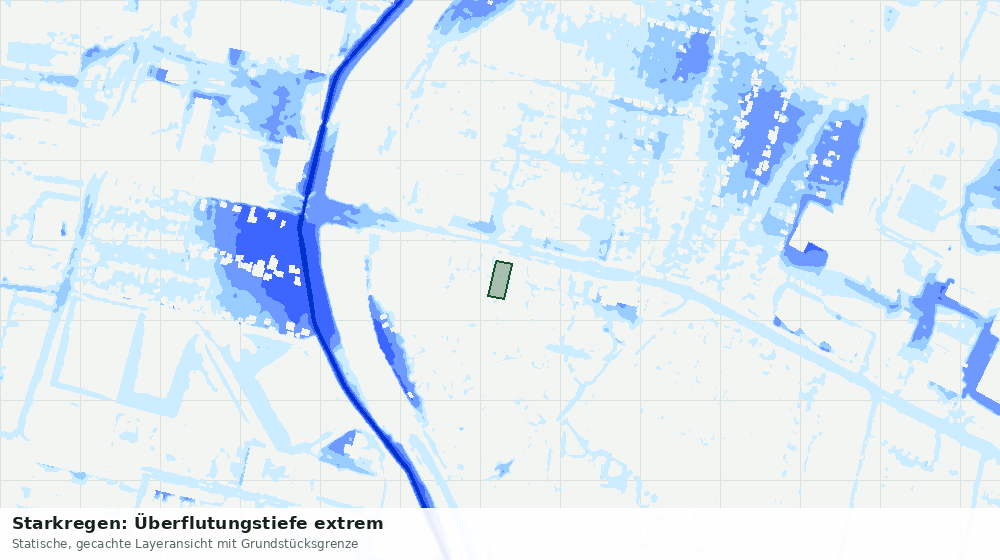Statische Kartenansicht: Starkregen: Überflutungstiefe extrem