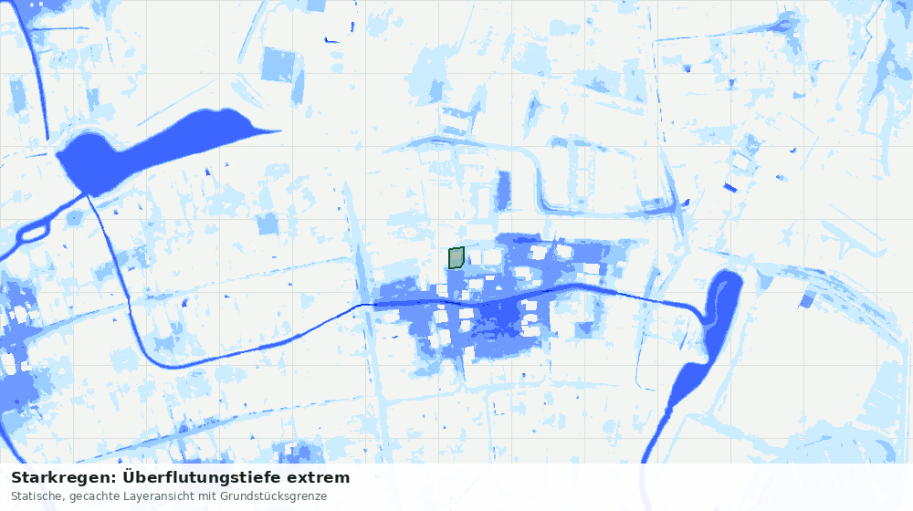Statische Kartenansicht: Starkregen: Überflutungstiefe extrem