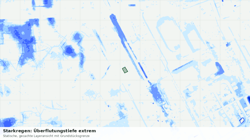 Statische Kartenansicht: Starkregen: Überflutungstiefe extrem