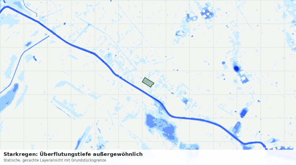 Statische Kartenansicht: Starkregen: Überflutungstiefe außergewöhnlich
