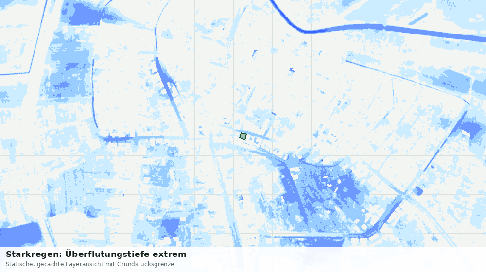 Statische Kartenansicht: Starkregen: Überflutungstiefe extrem