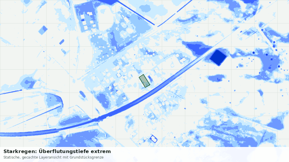 Statische Kartenansicht: Starkregen: Überflutungstiefe extrem