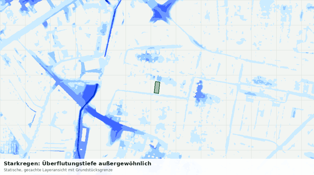 Statische Kartenansicht: Starkregen: Überflutungstiefe außergewöhnlich