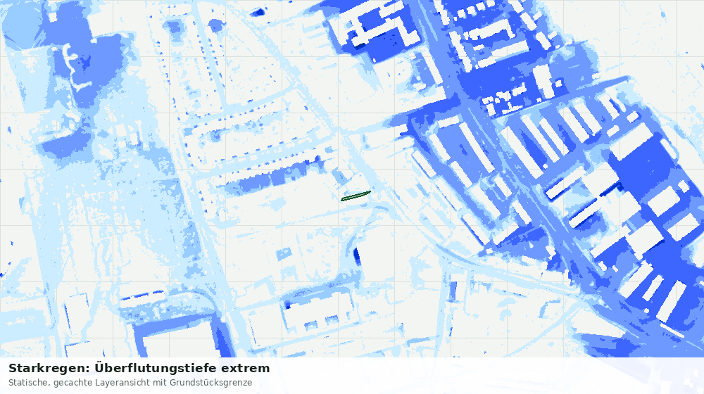 Statische Kartenansicht: Starkregen: Überflutungstiefe extrem