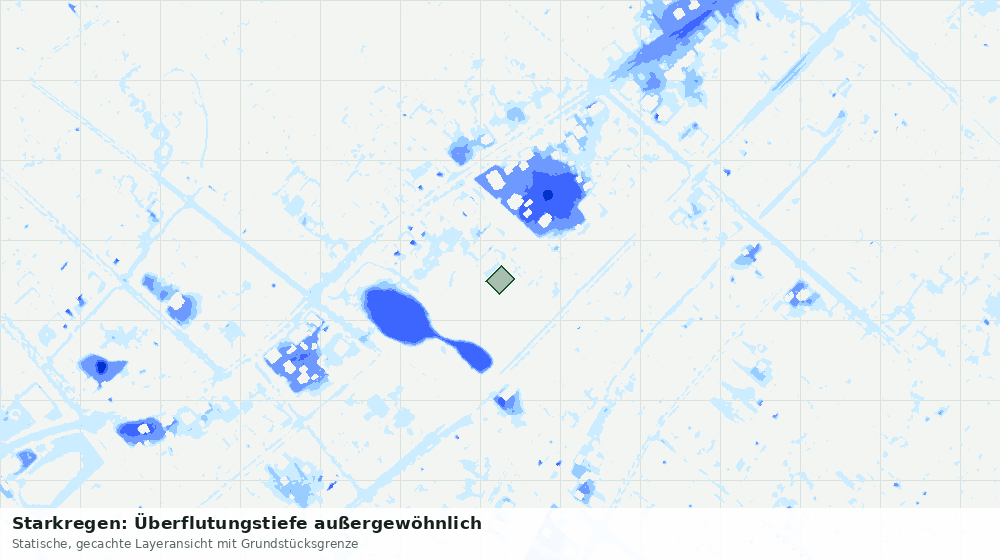 Statische Kartenansicht: Starkregen: Überflutungstiefe außergewöhnlich