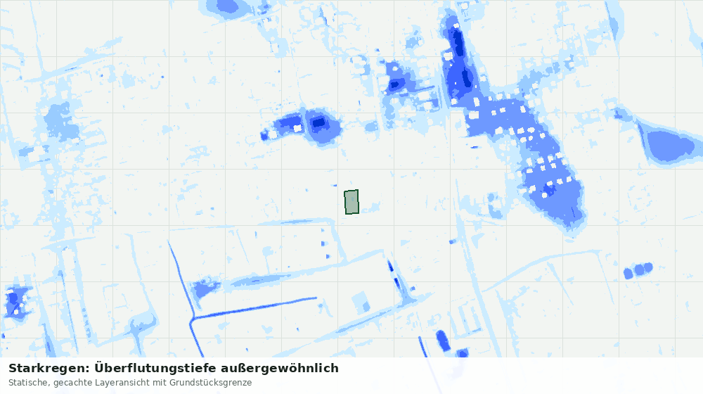 Statische Kartenansicht: Starkregen: Überflutungstiefe außergewöhnlich