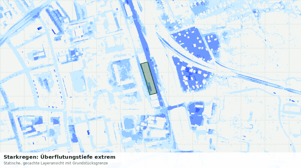 Statische Kartenansicht: Starkregen: Überflutungstiefe extrem