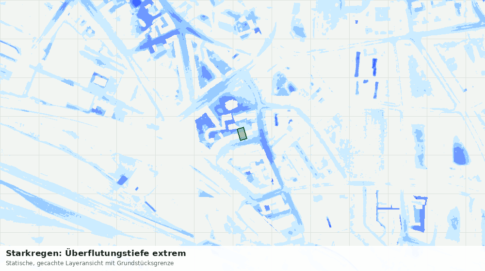 Statische Kartenansicht: Starkregen: Überflutungstiefe extrem