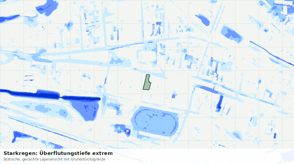 Statische Kartenansicht: Starkregen: Überflutungstiefe extrem