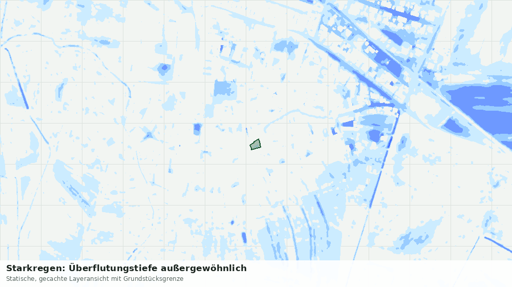 Statische Kartenansicht: Starkregen: Überflutungstiefe außergewöhnlich