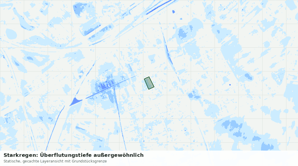 Statische Kartenansicht: Starkregen: Überflutungstiefe außergewöhnlich