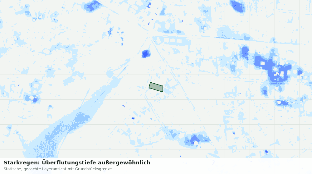 Statische Kartenansicht: Starkregen: Überflutungstiefe außergewöhnlich