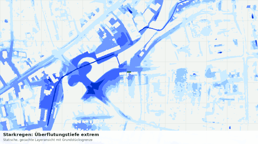 Statische Kartenansicht: Starkregen: Überflutungstiefe extrem