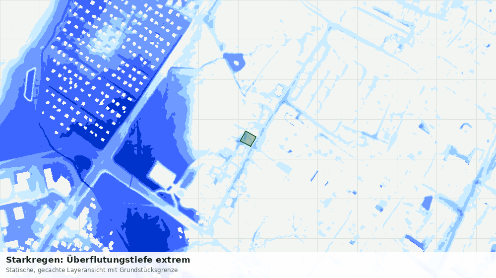 Statische Kartenansicht: Starkregen: Überflutungstiefe extrem