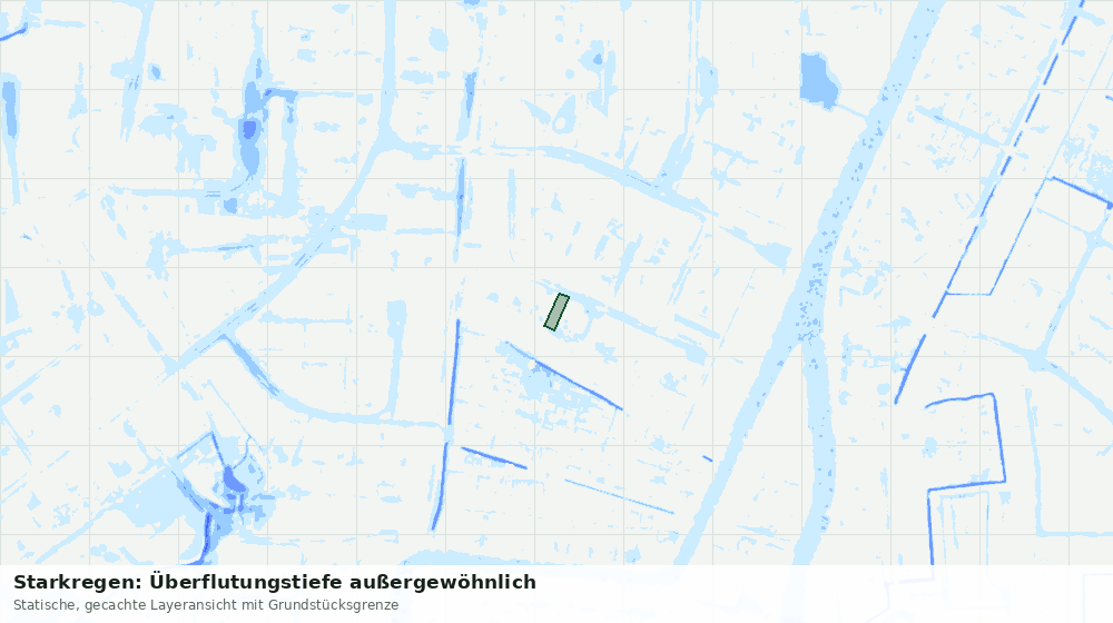 Statische Kartenansicht: Starkregen: Überflutungstiefe außergewöhnlich