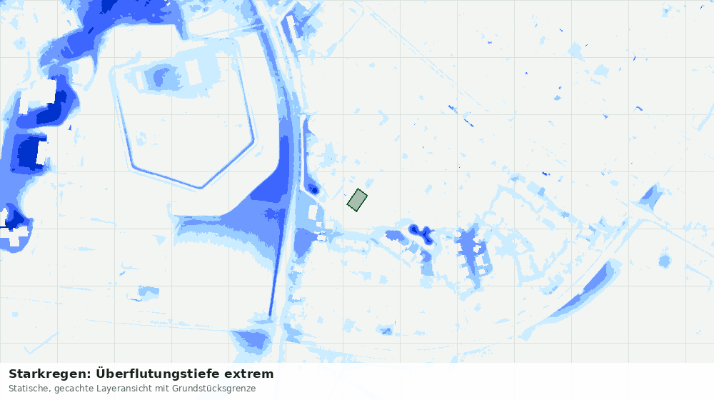 Statische Kartenansicht: Starkregen: Überflutungstiefe extrem