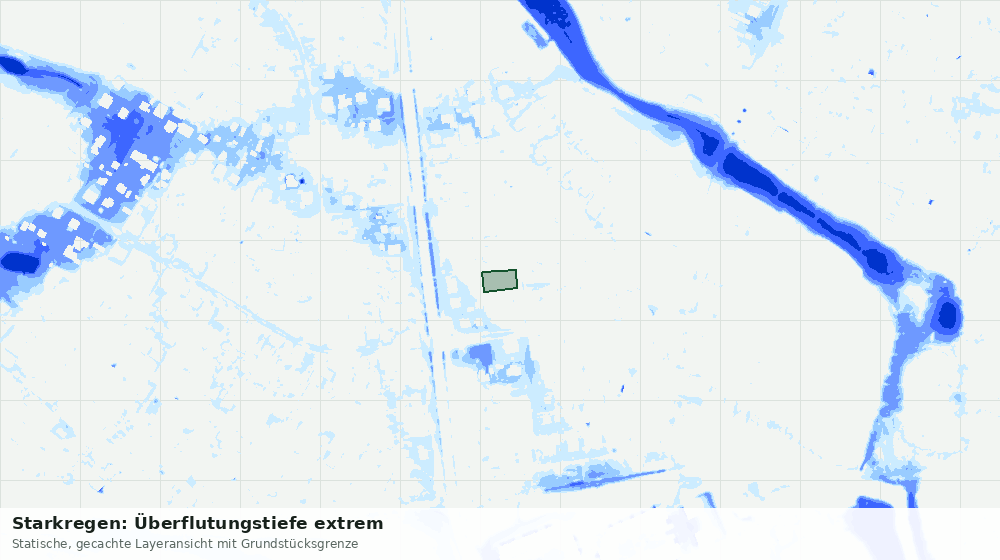 Statische Kartenansicht: Starkregen: Überflutungstiefe extrem