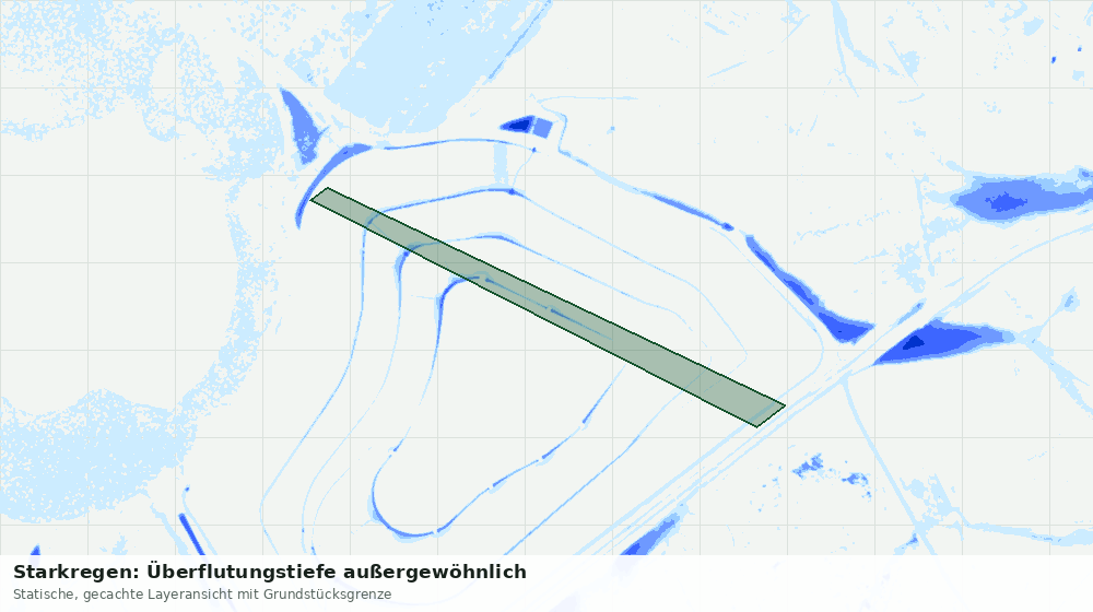 Statische Kartenansicht: Starkregen: Überflutungstiefe außergewöhnlich