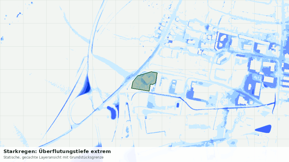 Statische Kartenansicht: Starkregen: Überflutungstiefe extrem