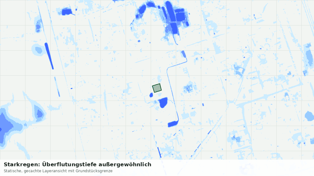 Statische Kartenansicht: Starkregen: Überflutungstiefe außergewöhnlich