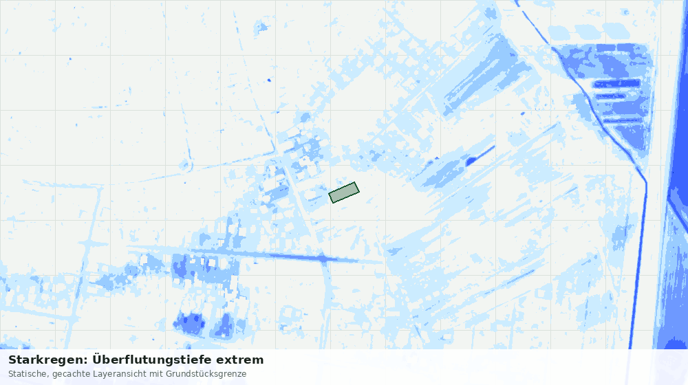 Statische Kartenansicht: Starkregen: Überflutungstiefe extrem