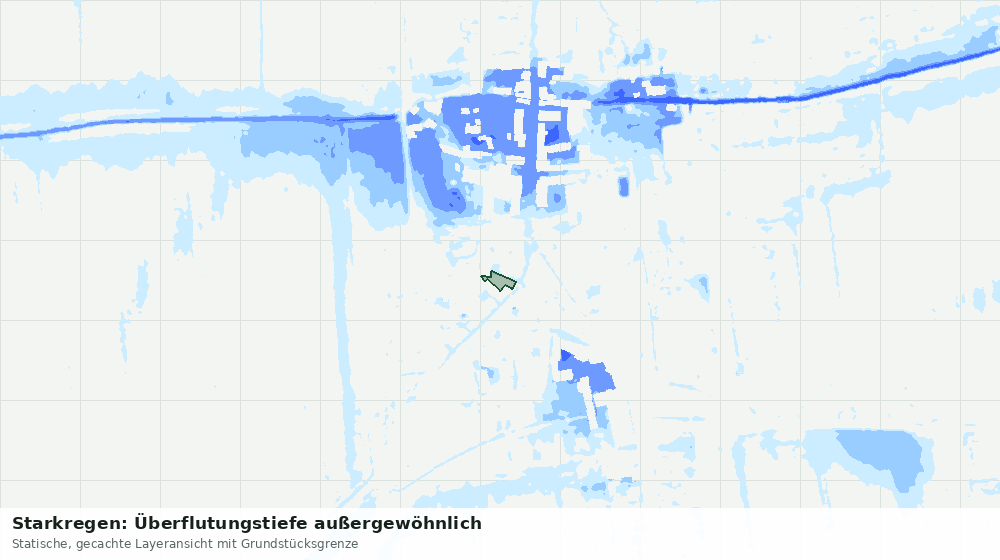 Statische Kartenansicht: Starkregen: Überflutungstiefe außergewöhnlich