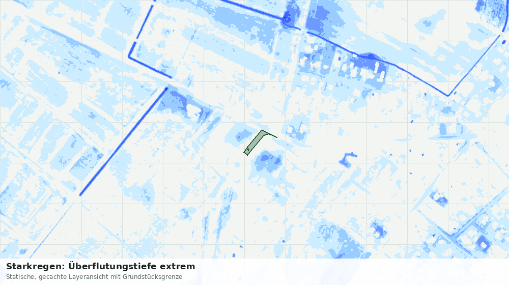 Statische Kartenansicht: Starkregen: Überflutungstiefe extrem