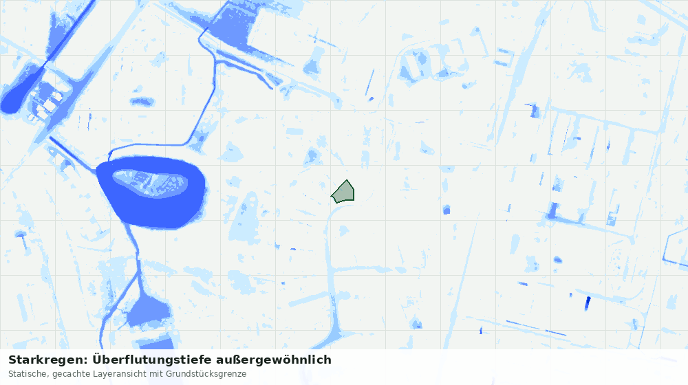 Statische Kartenansicht: Starkregen: Überflutungstiefe außergewöhnlich