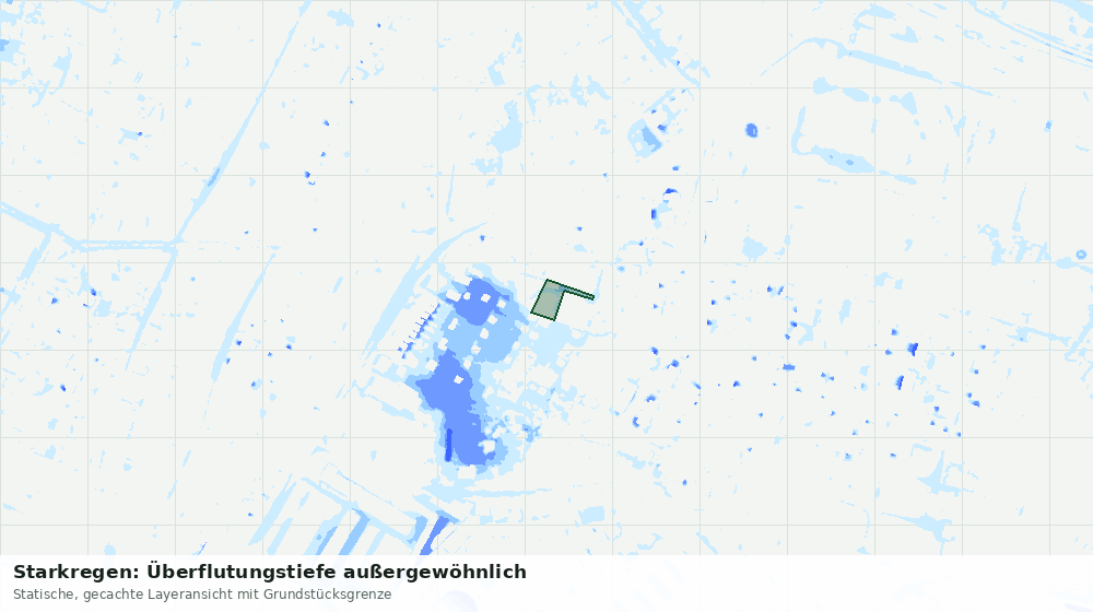 Statische Kartenansicht: Starkregen: Überflutungstiefe außergewöhnlich