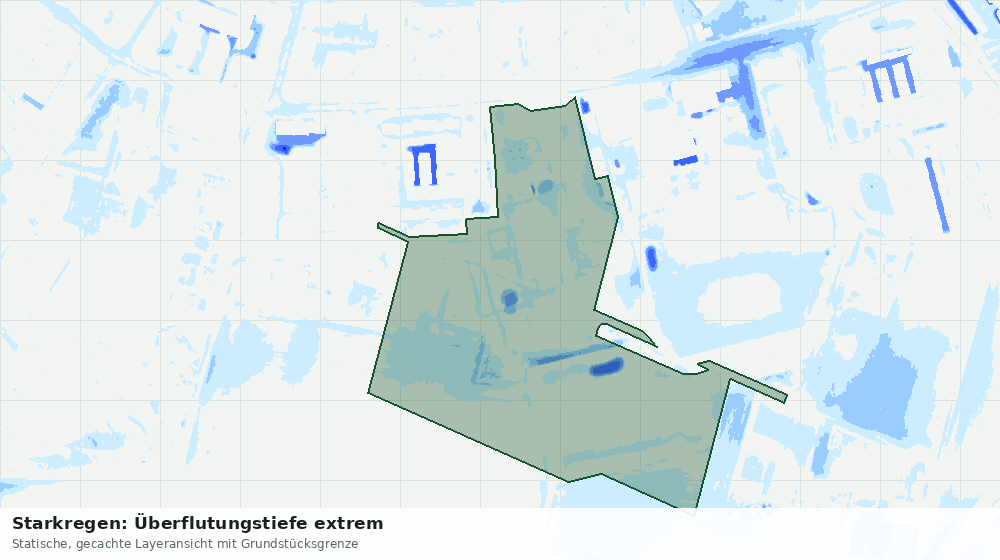 Statische Kartenansicht: Starkregen: Überflutungstiefe extrem