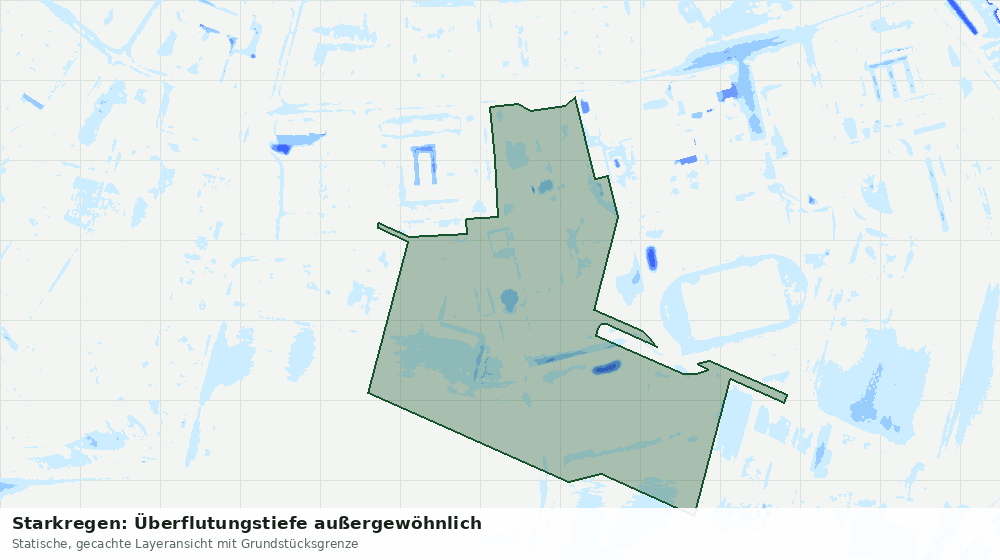 Statische Kartenansicht: Starkregen: Überflutungstiefe außergewöhnlich