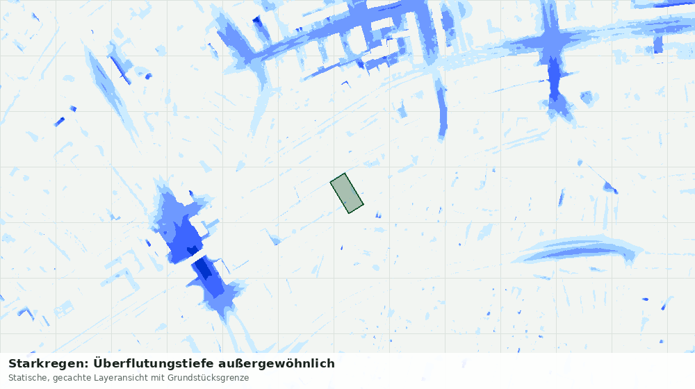 Statische Kartenansicht: Starkregen: Überflutungstiefe außergewöhnlich