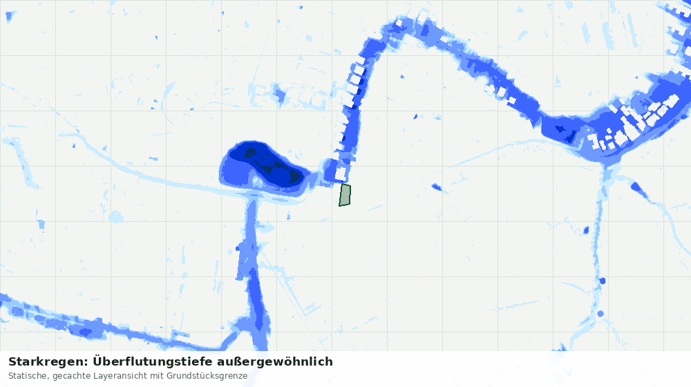 Statische Kartenansicht: Starkregen: Überflutungstiefe außergewöhnlich