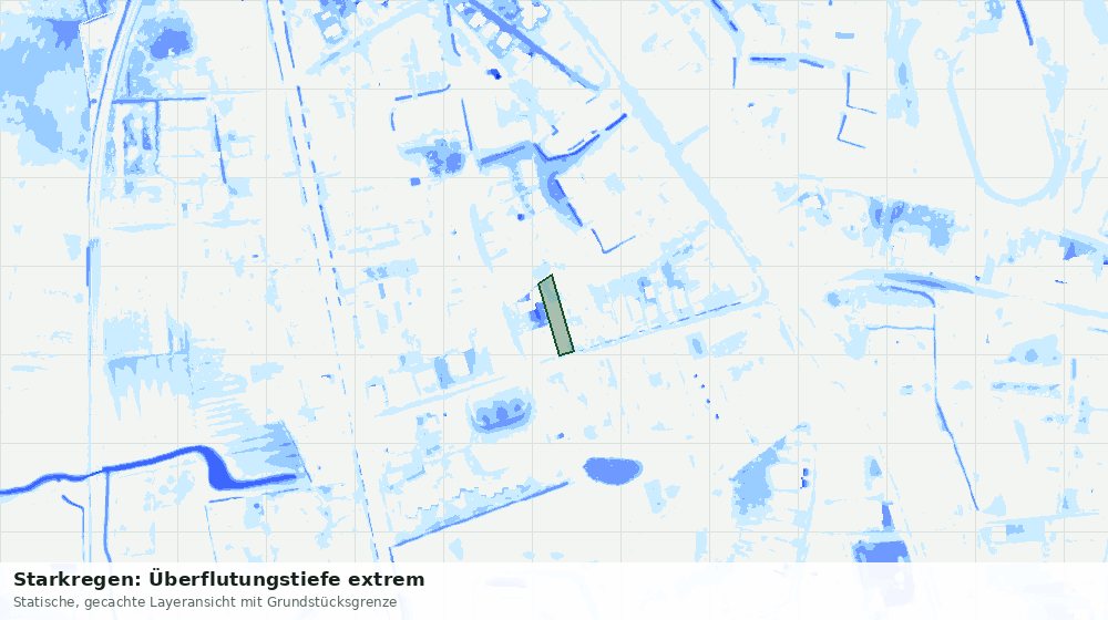 Statische Kartenansicht: Starkregen: Überflutungstiefe extrem