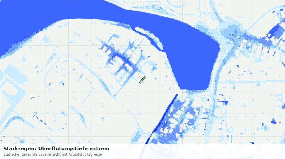 Statische Kartenansicht: Starkregen: Überflutungstiefe extrem