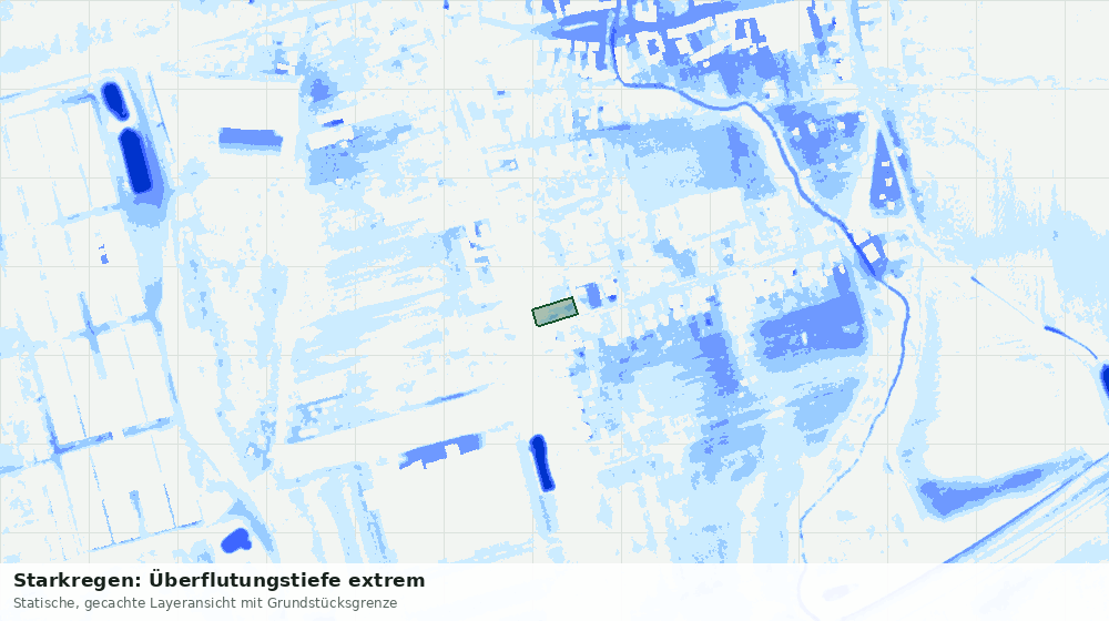 Statische Kartenansicht: Starkregen: Überflutungstiefe extrem
