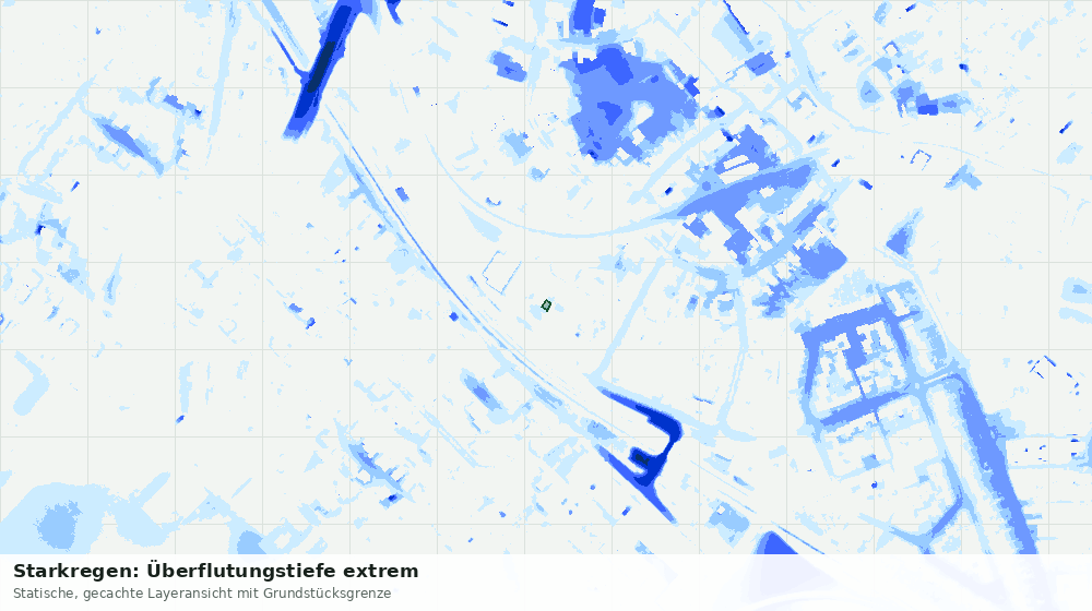 Statische Kartenansicht: Starkregen: Überflutungstiefe extrem