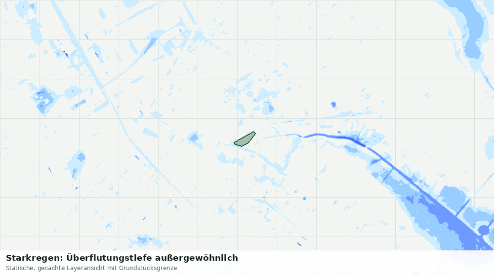Statische Kartenansicht: Starkregen: Überflutungstiefe außergewöhnlich