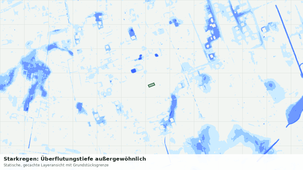 Statische Kartenansicht: Starkregen: Überflutungstiefe außergewöhnlich