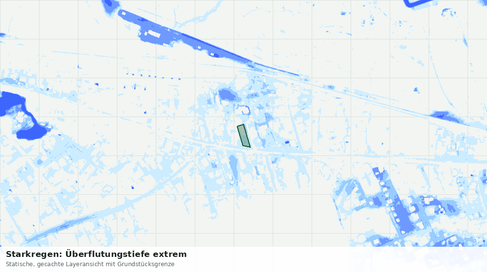 Statische Kartenansicht: Starkregen: Überflutungstiefe extrem