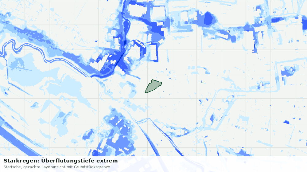 Statische Kartenansicht: Starkregen: Überflutungstiefe extrem