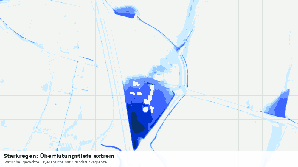 Statische Kartenansicht: Starkregen: Überflutungstiefe extrem