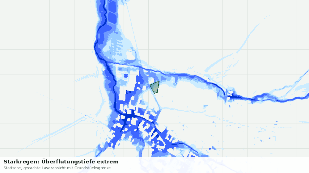 Statische Kartenansicht: Starkregen: Überflutungstiefe extrem